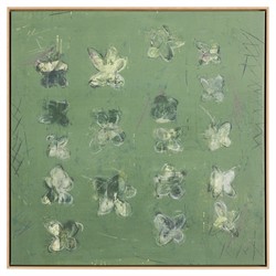 Selah Modern Classic Green Floral Brown Oak Frame Painting - 24x24