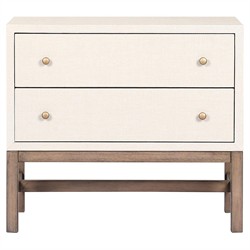 Philip Modern Classic Cream Raffia Mahogany Wood Nightstand
