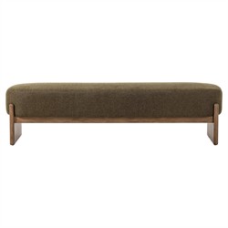 Leith Modern Classic Olive Performance Brown Wood Bedroom Bench