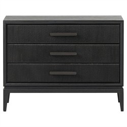 Rosal Modern Classic Black Oak Woven Rush Nightstand