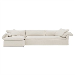 Donato Heathered Ivory Performance Slipcovered Chaise Sectional - Left Chaise - 139"