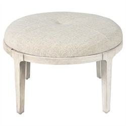 Leith Modern Classic Light Grey Wood Round Ottoman