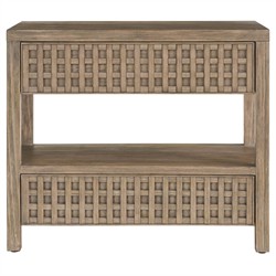 Leith Modern Classic Brown Wood Textured Wide Nightstand