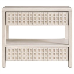 Leith Modern Classic Light Grey Wood Textured Wide Nightstand