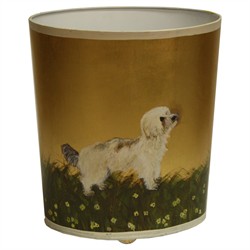 Worlds Away Bichon Yorkie Updated Traditional Gold Waste Basket