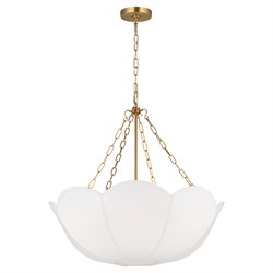Visual Comfort Studio Stassi French Burnished Brass White Scalloped Shade 3 Light Chandelier