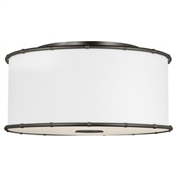 Visual Comfort Studio Aldric Updated Traditional Aged Iron Steel Flush Mount