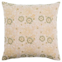 Damian Updated Traditional Cream Floral Linen Throw Pillow - 20x20