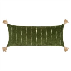 Sandor Updated Traditional Green Velvet Lumbar Pillow - 13x36