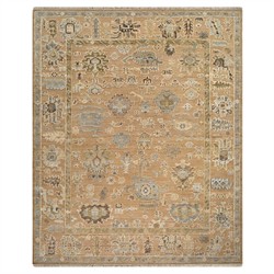 Avienne Updated Traditional Tan Wool Oushak Patterned Rug - 6&#39;x9&#39;