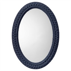 Eula Coastal Beach Indigo Cotton Rope Oval Wall Mirror