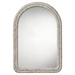 Marlowe Coastal Beach Natural Corn Husk Arched Wall Mirror