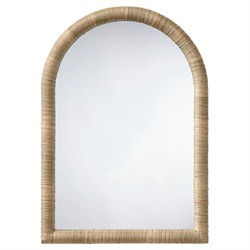 Vera Coastal Beach Natural Seagrass Arched Wall Mirror