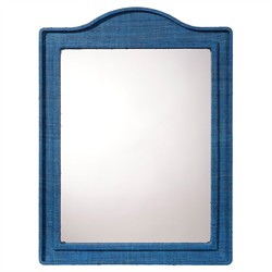 Kingsley Coastal Beach Indigo Blue Raffia Arched Wall Mirror