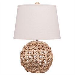 Nisha Coastal Beach Linen Shade Natural Rope Table Lamp