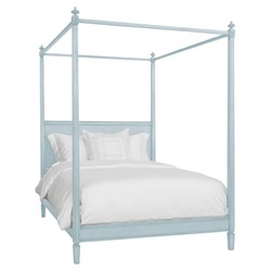 Camilla French Country Light Blue Wood Four Poster Bed - Queen