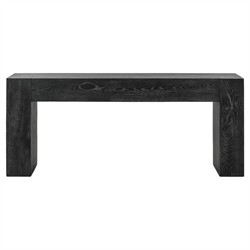 Brissy Rustic Lodge Black Reclaimed Oak Rectangular Console Table
