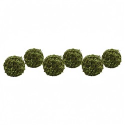 Elowen Updated Traditional Green Faux Rattan Moss Ball - Set of 6