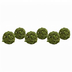 Seren Updated Traditional Green Faux Rattan Moss Ball - Set of 6