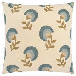 Ophelie Updated Traditional Beige Floral Throw Pillow - 22x22