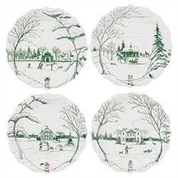 Juliska Country Estate Winter Frolic Evergreen Ceramic Party Plate - Set of 4