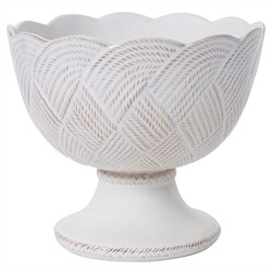 Juliska Le Panier Mystic Knot French Whitewash Ceramic Footed Serving Bowl