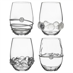 Juliska Heritage Traditional Clear Stemless Bohemian Wine Glass - Set of 4
