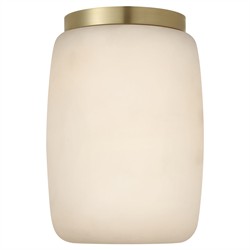 Visual Comfort Formosa Modern White Alabaster Antique Burnished Brass Elongated Flush Mount