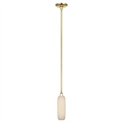 Visual Comfort Formosa Modern White Alabaster Antique Burnished Brass Single Pendant - 11"