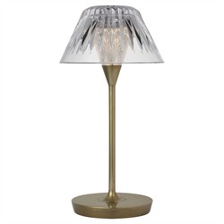 Visual Comfort Blaze Traditional Crystal Shade Natural Brass Rechargeable Table Lamp - 12&quot;