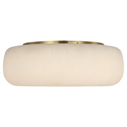 Visual Comfort Formosa Modern White Alabaster Antique Burnished Brass Flush Mount - 17&quot;