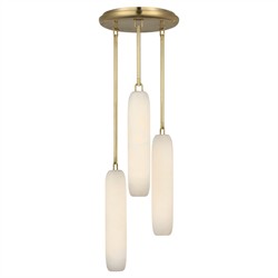 Visual Comfort Formosa Modern White Alabaster Antique Burnished Brass 3 Light Pendant