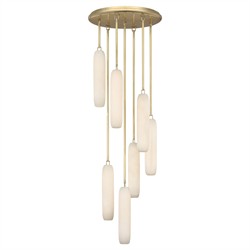 Visual Comfort Formosa Modern White Alabaster Antique Burnished Brass 7 Light Pendant