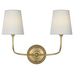 Visual Comfort Vendome Updated Traditional Antique Brass Cordless Double Armed Sconce