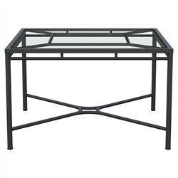 Emeline Glass Black Iron Square Outdoor Dining Table - 48&quot;