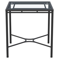 Emeline Glass Black Iron Square Outdoor Counter Table - 35"