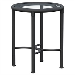 Emeline Glass Black Iron Round Outdoor Side Table
