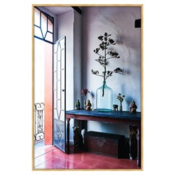 Solenne Updated Traditional Blue Bottle Gold Frame Photograph - 38x26