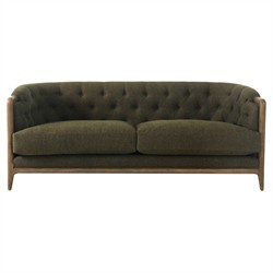 Khloe Rustic Lodge Green Performance Brown Wood Tufted Sofa - 78"