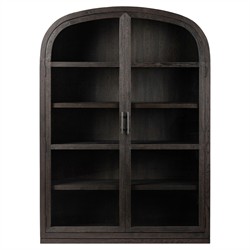 Harvey Updated Traditional Brown Oak Wide Arched Display Cabinet