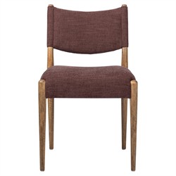 Odelia Modern Classic Maroon Velvet Brown Oak Dining Chair
