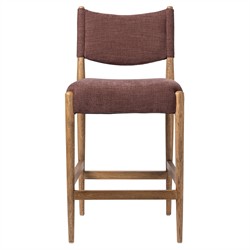 Odelia Modern Classic Maroon Velvet Brown Oak Counter Stool