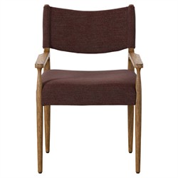 Odelia Modern Classic Maroon Velvet Brown Oak Dining Arm Chair