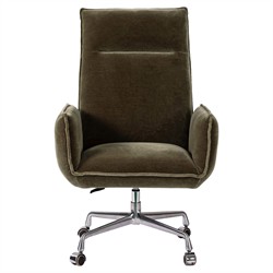 Leon Modern Classic Olive Green Velvet Stainless Steel Executive Office Chair