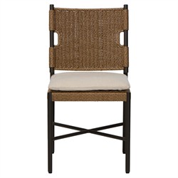 Rosalie Modern Classic Black Aluminum Woven Wicker Outdoor Dining Side Chair