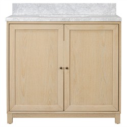 Cynthia Modern Classic Carrara Marble Bleached Oak Vanity Sink - 36"