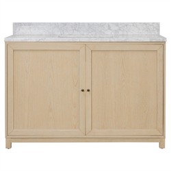 Cynthia Modern Classic Carrara Marble Bleached Oak Wide Vanity Sink - 48&quot;