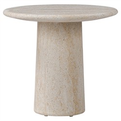 Regine Modern Classic Beige Concrete Round Pedestal Outdoor End Table