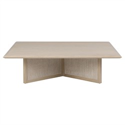 Rosal Modern Classic Natural Oak Woven Rush Square Coffee Table