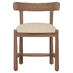 Cassel Coastal Beach Brown Teak Woven Outdoor Dining Chair